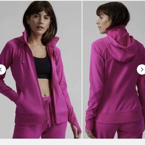 Athleta Triumph Hoodie Medium Tall in Electric Fuchsia, zip up pink EUC